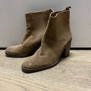 Vince Camuto Tan Brown Suede Leather Heel Ankle Boot Booties 6 36